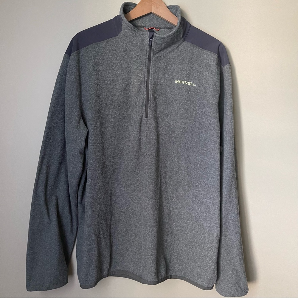 MERRELL Men’s Olive Green Pullover Sweater 1/4 Zip Up Collar Size X-Large
